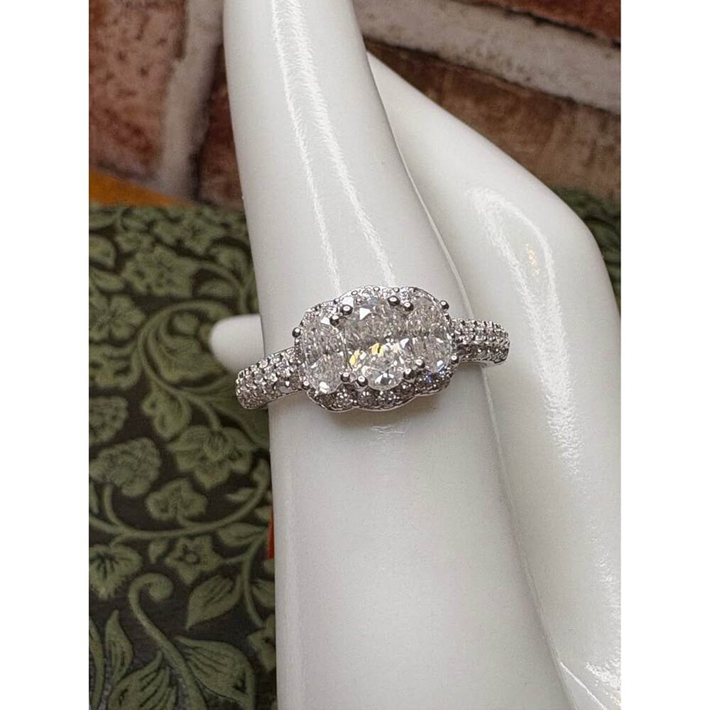 Size 7 ~ Stunning Moissanite Ring 3 Stone Oval Cut 1.50 CTW